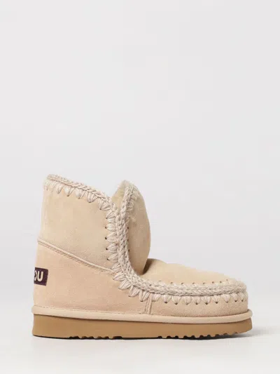 Mou Eskimo Suede Ankle Boots With Contrast Stitching And Wool Lining In Multi