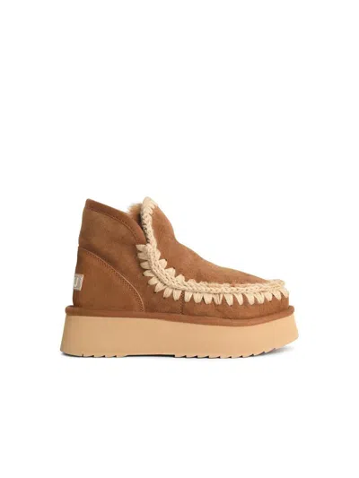 Mou 'eskimo' Suede Cognac Ankle Boots In Brown