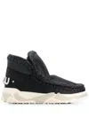 Mou Cracked Black Eskimo Trainer Rhinestones In Black