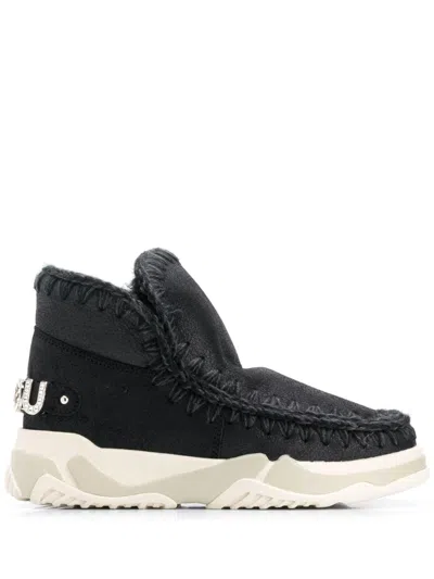 Mou Eskimo Trainer Logo Rhinestone In Black