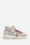 Mou Eskimo Trainer Striped Fabric Lace Up In Multicolore