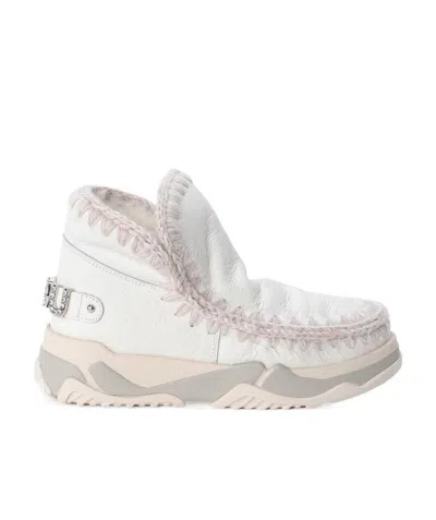 Mou Eskimo Whipstitch High-top Sneakers In White