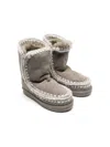 Mou Eskimo Whipstitched Leather Boots In Grey