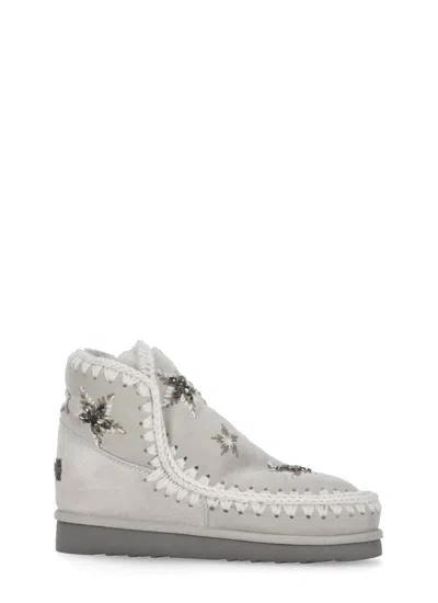 Mou Eskimo Wool Stars And Rhinestones Boots In Grey