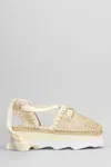 Mou Espa Sandal Espadrilles In Beige Raffia In Gold