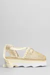 Mou Espa Sandal Espadrilles In Beige Raffia In Gold