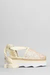 Mou Espa Sandal Espadrilles In Rose-pink Leather In Gold