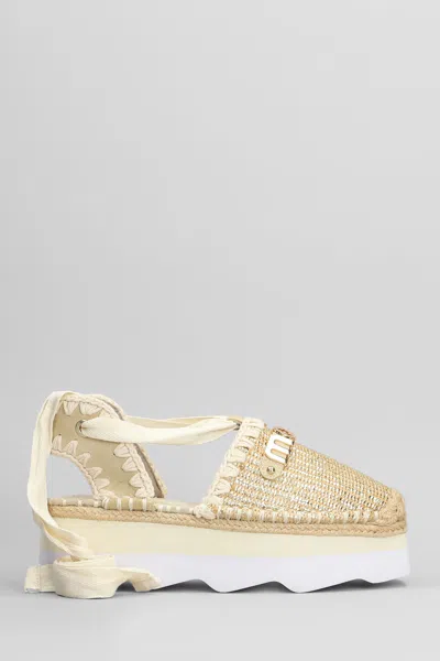 Mou Espa Sandal Espadrilles In Beige Raffia In Gold