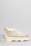 Mou Espa Sandal Espadrilles In Rose-pink Leather In Gold