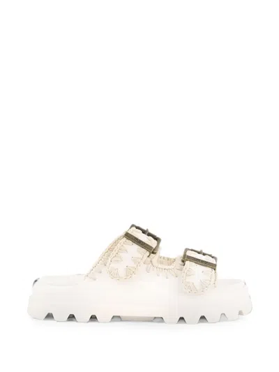 Mou Eva Crochet-trim Buckle Slides In Multi
