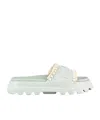 Mou Eva Onepiece Flats In Green Rubber/plasic
