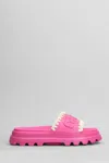 Mou Eva Logo-embossed Slides In Purple