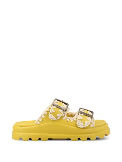 Mou Eva Two-buckle Sandals In Yellow