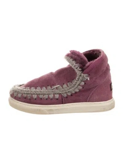 Pre-owned Mou Faux Fur Trim Boots In Purple