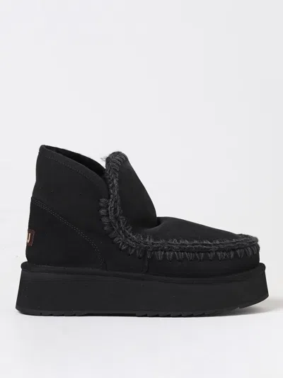 Mou Mini Eskimo Platform High Heels Ankle Boots In Black Suede