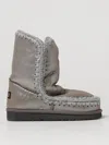 Mou Eskimo 24 Low Heels Ankle Boots In Grey Leather In Grau