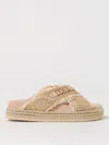 Mou Crisscross Flats In Beige Raffia In Beige