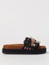 Mou Black Leather And Fabric Sandals In Schwarz