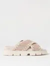 Mou Crisscross Flats In Rose-pink Leather In Blush Pink