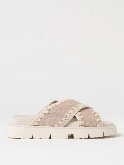 Mou Bio Criss-cross Sequin-embellished Sandals In Blush Pink