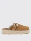Mou Jute Clog Plain Slipper-mule In Leather Color Suede