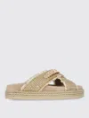Mou Crisscross Flats In Beige Raffia