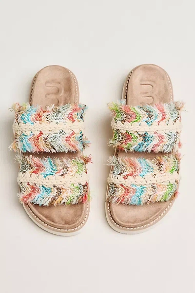 Mou Fringe Strap Slide Sandals In Multi