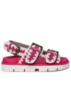 Mou Double-buckle Flat Sandals In Purple