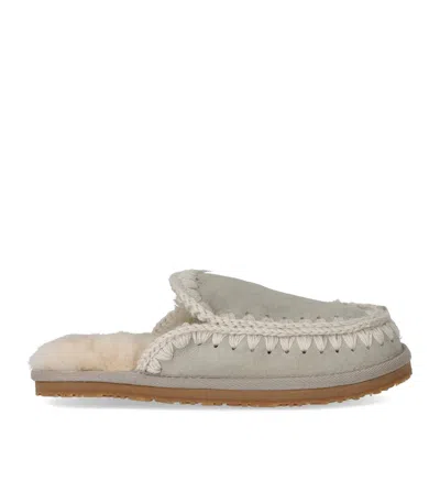 Mou Full Eskimo Stich Silver Birch Slipper In Gray