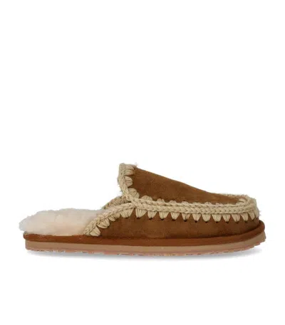 Mou Full Eskimo Stitch Cognac Slipper In Brown