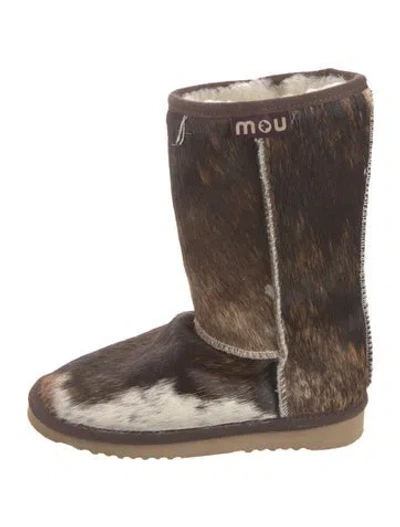 Pre-owned Mou Fur Boots In Brown
