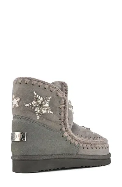 Mou Genuine Shearling Bootie In Gray