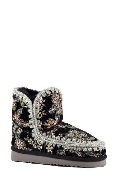 Mou Genuine Shearling Slipper Bootie In Black