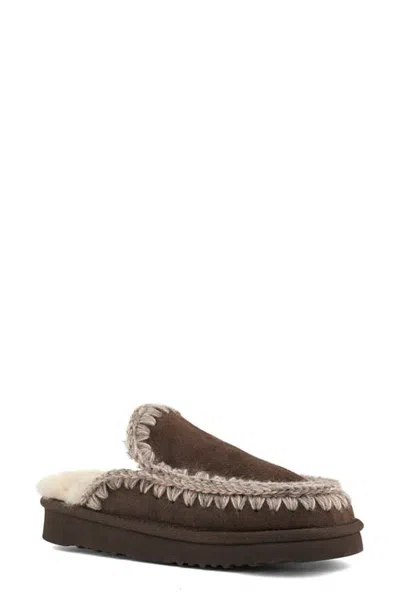 Mou Genuine Shearling Slipper In Brown