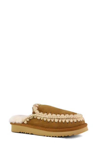 Mou Genuine Shearling Slipper In Cognac