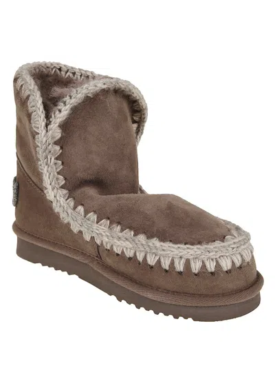 Mou Glitter Logo Eskimo Boots With Sheepskin In Brown