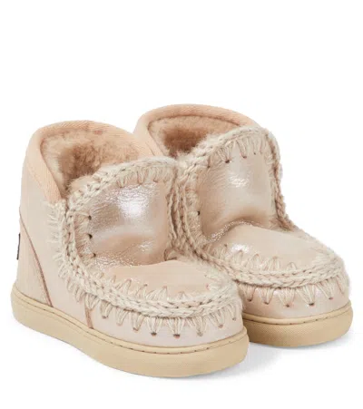 Mou Kids' Schneestiefel Aus Metallic-leder Mit Glitter