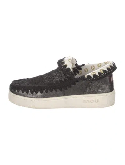 Pre-owned Mou Glitter Sneakers In White