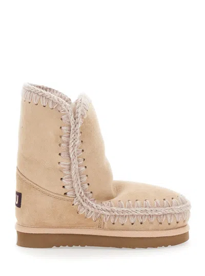 Mou Hand-crocheted Sheepskin Boot In Neutral