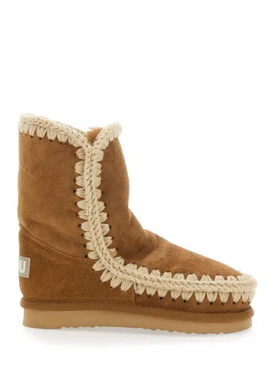 Mou Hand-crocheted Sheepskin Boot In Neutral