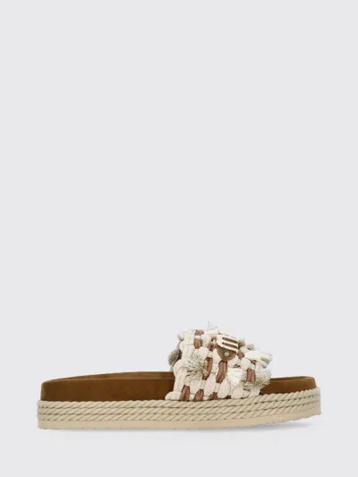 Mou Beige Monoband Woven Band Sandals In Multi