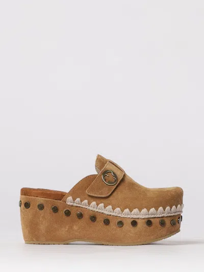 Mou High-heel Leather Clogs In Brown