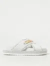Mou Crisscross Slipper-mule In White Fabric In Denim