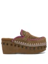 Mou Overstitch Clogs In Brown