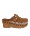 Mou Studded Platform Clogs In Brown