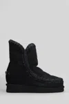 Mou Inner Wedge Ankle Boots Inside Wedge In Black Suede In Black