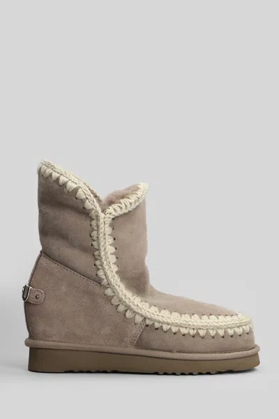 MOU INNER WEDGE ANKLE BOOTS INSIDE WEDGE IN GREY SUEDE