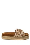 Mou Intricately Woven Flat Slide Sandal In Brown