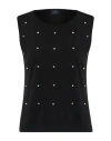 Mou Italy Deluxe Woman Tank Top Black Size Xl Polyester, Viscose, Elastane In Black