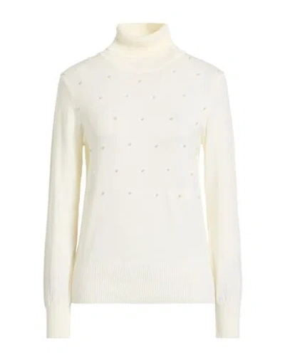 Mou Italy Deluxe Woman Turtleneck Ivory Size L Viscose, Polyester, Nylon In White